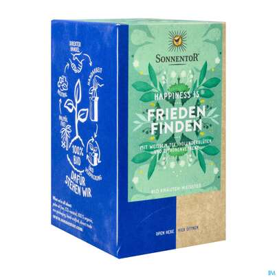 Sie sehen eine Packung Sonnentor Tee/bio Happiness Is Tee Friede Finden 02587 18st, Produktbild: 04 Sonnentor Tee/bio Happiness Is Tee Friede Finden 02587 18st, A-Nr.: 4899233 - 04