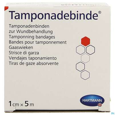Sie sehen eine Packung Tamponadebinden -hartmann 24faed Steril 5mx 1cm 1st, Produktbild: 01 Tamponadebinden -hartmann 24faed Steril 5mx 1cm 1st, A-Nr.: 1734649 - 01
