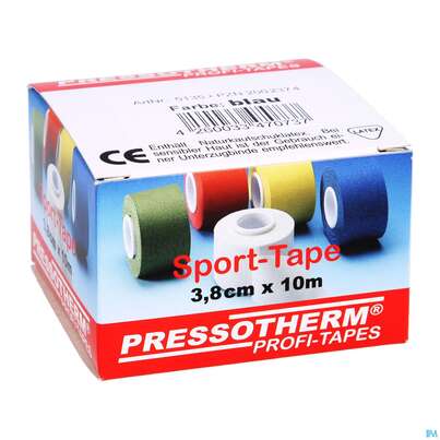 Sie sehen eine Packung Tape Pressotherm/sport-tape 3,8cmx 10m Reissfest Hautvertraegl Blau 1st, Produktbild: 03 Tape Pressotherm/sport-tape 3,8cmx 10m Reissfest Hautvertraegl Blau 1st, A-Nr.: 4251182 - 03