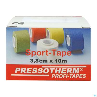 Sie sehen eine Packung Tape Pressotherm/sport-tape 3,8cmx 10m Reissfest Hautvertraegl Gelb 1st, Produktbild: 02 Tape Pressotherm/sport-tape 3,8cmx 10m Reissfest Hautvertraegl Gelb 1st, A-Nr.: 4251176 - 02