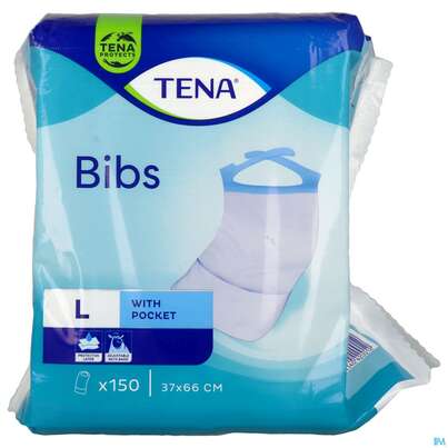 Sie sehen eine Packung Tena Bib Esslatz 720611 M/l 150st, Produktbild: 01 Tena Bib Esslatz 720611 M/l 150st, A-Nr.: 3405996 - 01