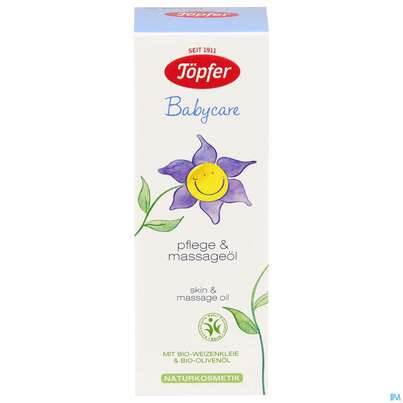 Sie sehen eine Packung Toepfer Babycare Pflege-oel Vegan 100ml, Produktbild: 01 Toepfer Babycare Pflege-oel Vegan 100ml, A-Nr.: 3973708 - 01