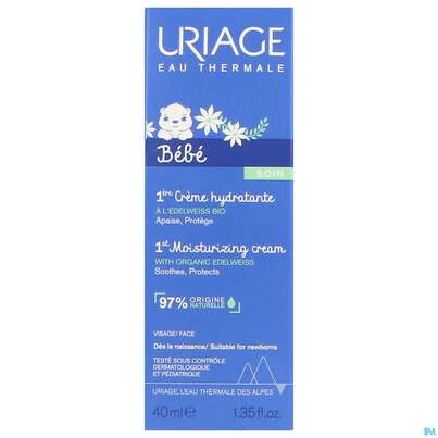 Sie sehen eine Packung Uriage Baby Hydratisierende Creme 40ml, Produktbild: 01 Uriage Baby Hydratisierende Creme 40ml, A-Nr.: 5617550 - 01