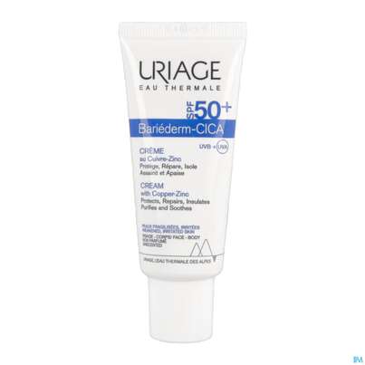 Sie sehen eine Packung Uriage Bariederm-cica Creme Spf50 40ml, Produktbild: 10 Uriage Bariederm-cica Creme Spf50 40ml, A-Nr.: 5617780 - 10