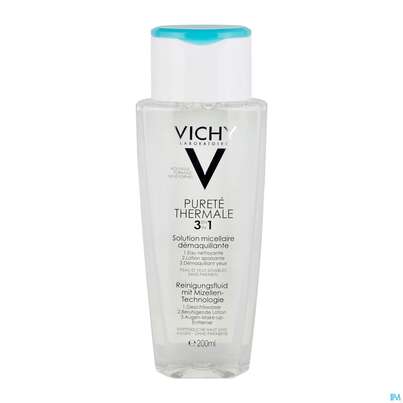 Sie sehen eine Packung Vichy Purete Thermale Reinigungsfluid Mizelle 2015 200ml, Produktbild: 02 Vichy Purete Thermale Reinigungsfluid Mizelle 2015 200ml, A-Nr.: 4310022 - 02