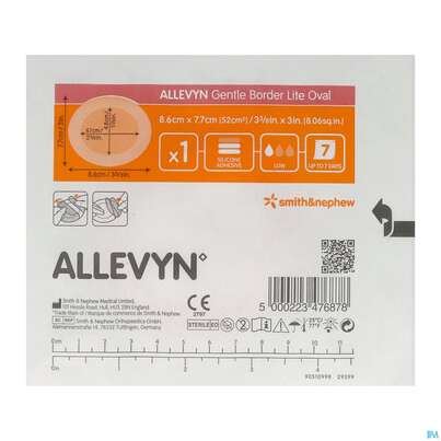 Sie sehen eine Packung Wundauflagen Allevyn Gentle Border Lite Oval 8,6x 7,7cm 10st, Produktbild: 03 Wundauflagen Allevyn Gentle Border Lite Oval 8,6x 7,7cm 10st, A-Nr.: 4020442 - 03