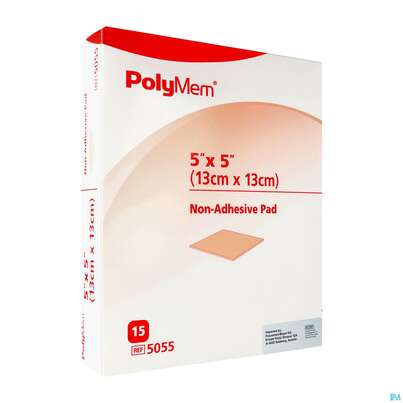 Sie sehen eine Packung Wundauflagen Polymem Non Adhesive 13x 13cm Nr 5055 15st, Produktbild: 02 Wundauflagen Polymem Non Adhesive 13x 13cm Nr 5055 15st, A-Nr.: 3042513 - 02