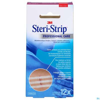 Sie sehen eine Packung Wundnahtstreifen Steri-strip 6x 75mm R1541-12 1pk, Produktbild: 01 Wundnahtstreifen Steri-strip 6x 75mm R1541-12 1pk, A-Nr.: 5052214 - 01
