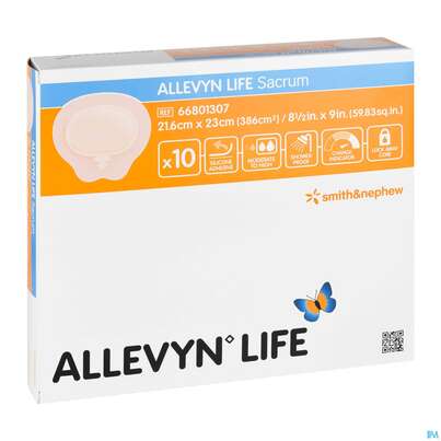 Sie sehen eine Packung Wundverband Allevyn Life Schaumstoffverb.silikon Sacrum 21,6x 23,5cm 10st, Produktbild: 03 Wundverband Allevyn Life Schaumstoffverb.silikon Sacrum 21,6x 23,5cm 10st, A-Nr.: 4137121 - 03