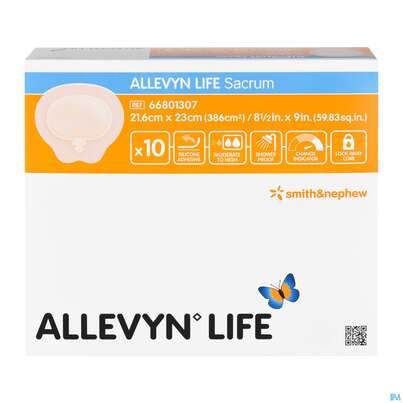 Sie sehen eine Packung Wundverband Allevyn Life Schaumstoffverb.silikon Sacrum 21,6x 23,5cm 10st, Produktbild: 04 Wundverband Allevyn Life Schaumstoffverb.silikon Sacrum 21,6x 23,5cm 10st, A-Nr.: 4137121 - 04