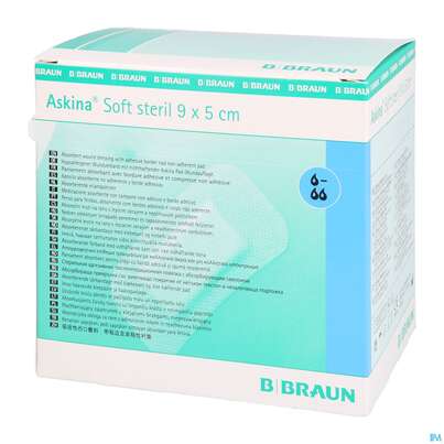 Sie sehen eine Packung Wundverband Askina Soft Steril 9x 5cm 50st, Produktbild: 02 Wundverband Askina Soft Steril 9x 5cm 50st, A-Nr.: 1779534 - 02
