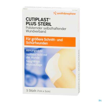 Sie sehen eine Packung Wundverband Cutiplast/vliesstoffverb. Steril 7x5cm +wundaufl 4x2,5cm 66801 5st, Produktbild: 02 Wundverband Cutiplast/vliesstoffverb. Steril 7x5cm +wundaufl 4x2,5cm 66801 5st, A-Nr.: 5672218 - 02