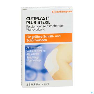 Sie sehen eine Packung Wundverband Cutiplast/vliesstoffverb. Steril 7x5cm +wundaufl 4x2,5cm 66801 5st, Produktbild: 03 Wundverband Cutiplast/vliesstoffverb. Steril 7x5cm +wundaufl 4x2,5cm 66801 5st, A-Nr.: 5672218 - 03