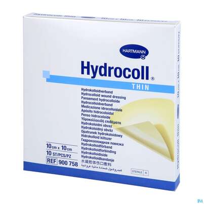 Sie sehen eine Packung Wundverband Hydrocoll Thin 10x 10cm 10st, Produktbild: 02 Wundverband Hydrocoll Thin 10x 10cm 10st, A-Nr.: 2219412 - 02