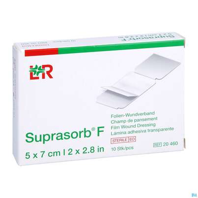 Sie sehen eine Packung Wundverband Suprasorb/steril F Folien 5x 7cm 10st, Produktbild: 03 Wundverband Suprasorb/steril F Folien 5x 7cm 10st, A-Nr.: 2203397 - 03