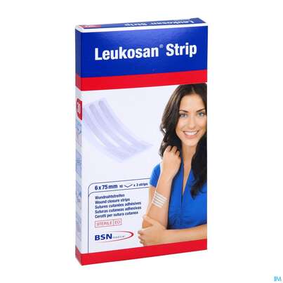 Sie sehen eine Packung Wundverband Wundnahtstreifen/steril Leukoplast/weiss Closure Strip 6x 75mm 30st, Produktbild: 03 Wundverband Wundnahtstreifen/steril Leukoplast/weiss Closure Strip 6x 75mm 30st, A-Nr.: 3258756 - 03