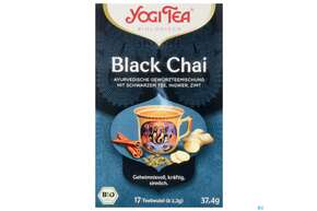 Sie sehen eine Packung Yogi Tea Bio Black Chai 37,4g 17st, Produktbild: 01 Yogi Tea Bio Black Chai 37,4g 17st, A-Nr.: 5749866 - 01