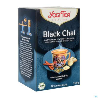 Sie sehen eine Packung Yogi Tea Bio Black Chai 37,4g 17st, Produktbild: 02 Yogi Tea Bio Black Chai 37,4g 17st, A-Nr.: 5749866 - 02