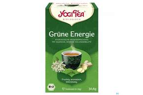 Sie sehen eine Packung Yogi Tea Bio Gruene Energie 17st, Produktbild: 01 Yogi Tea Bio Gruene Energie 17st, A-Nr.: 5750154 - 01