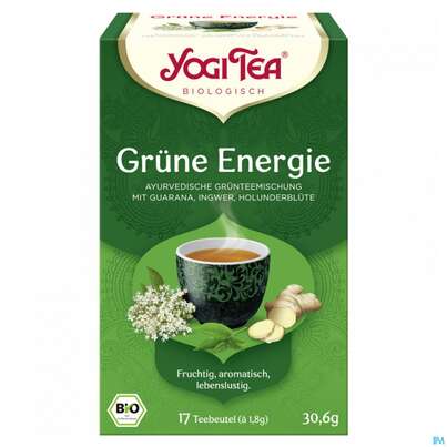Sie sehen eine Packung Yogi Tea Bio Gruene Energie 17st, Produktbild: 02 Yogi Tea Bio Gruene Energie 17st, A-Nr.: 5750154 - 02