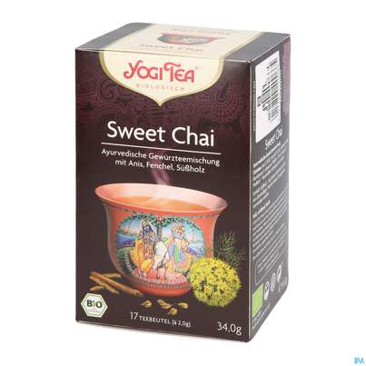 Sie sehen eine Packung Yogi Tea Bio Sweet Chai 34g 17st, Produktbild: 05 Yogi Tea Bio Sweet Chai 34g 17st, A-Nr.: 5749872 - 05
