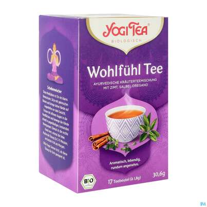 Sie sehen eine Packung Yogi Tea Bio Wohlfuehl 17st, Produktbild: 02 Yogi Tea Bio Wohlfuehl 17st, A-Nr.: 5750013 - 02