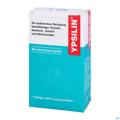 Sie sehen eine Packung Ypsilin Wundreinigungsset Klein 50ml Fluid 10 Tuecher 1st, Produktbild: 01 Ypsilin Wundreinigungsset Klein 50ml Fluid 10 Tuecher 1st, A-Nr.: 2746117 - 01