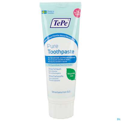 Sie sehen eine Packung Zahnpaste Tepe/pure Toothpaste Peppermint 75ml, Produktbild: 02 Zahnpaste Tepe/pure Toothpaste Peppermint 75ml, A-Nr.: 5691629 - 02