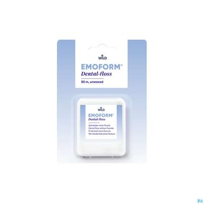 Sie sehen eine Packung Zahnseide Emoform Dental Floss Unwaxed 50m, Produktbild: 02 Zahnseide Emoform Dental Floss Unwaxed 50m, A-Nr.: 4124153 - 02