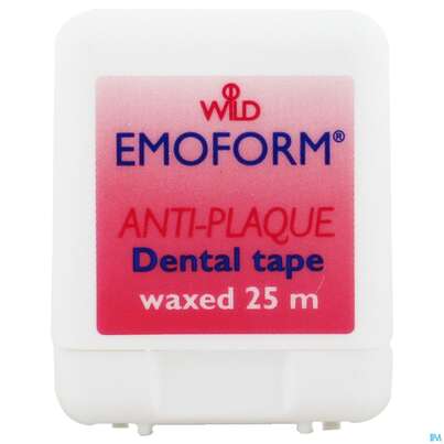 Sie sehen eine Packung Zahnseide Emoform Dentaltape Waxed 25m, Produktbild: 01 Zahnseide Emoform Dentaltape Waxed 25m, A-Nr.: 4124199 - 01