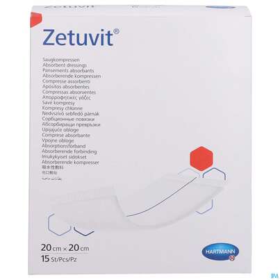 Sie sehen eine Packung Zetuvit Saugkompressen Steril 20x 20cm 15st, Produktbild: 01 Zetuvit Saugkompressen Steril 20x 20cm 15st, A-Nr.: 1166501 - 01