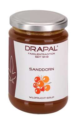 Sie sehen eine Packung DRAPAL® Sanddorn Wildfruchtsirup Glas ohne Faltschachtel, Produktbild: 01 DRAPAL® Sanddorn Wildfruchtsirup Glas ohne Faltschachtel, A-Nr.: 3087390 - 01