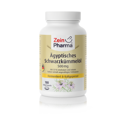 Sie sehen eine Packung Zeinpharma Schwarzkümmelöl Ägyptisch Kapseln, Produktbild: 01 Zeinpharma Schwarzkümmelöl Ägyptisch Kapseln, A-Nr.: 4094624 - 01