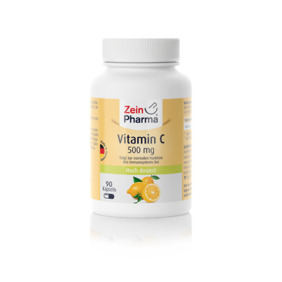 Sie sehen eine Packung Zeinpharma Vitamin C 500 mg Caps, Produktbild: 01 Zeinpharma Vitamin C 500 mg Caps, A-Nr.: 4094647 - 01