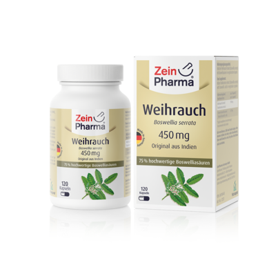 Sie sehen eine Packung Zeinpharma Weihrauch Boswellia Kapseln, Produktbild: 01 Zeinpharma Weihrauch Boswellia Kapseln, A-Nr.: 3818818 - 01