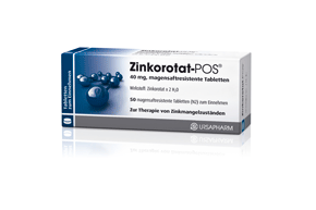 Sie sehen eine Packung Zinkorotat POS Filmtabletten, Produktbild: 01 Zinkorotat POS Filmtabletten, A-Nr.: 1324880 - 01