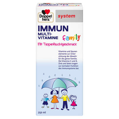 Sie sehen eine Packung Doppelherz system IMMUN family MULTI-VITAMINE, Produktbild: 04 Doppelherz system IMMUN family MULTI-VITAMINE, A-Nr.: 5678221 - 04