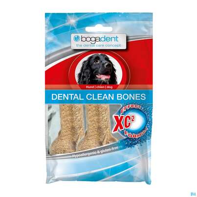 Sie sehen eine Packung Veterinaerprodukte Bogadent/dental Clean Bones Hund 2x60g 2st, Produktbild: 01 Veterinaerprodukte Bogadent/dental Clean Bones Hund 2x60g 2st, A-Nr.: 4014737 - 01