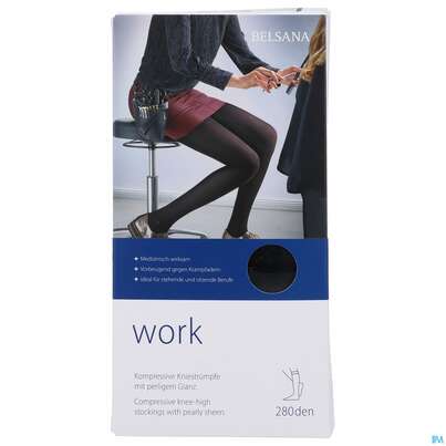 Sie sehen eine Packung Stuetzstruempfe Belsana/work Ag/schenkel/weit Gr M Schwarz 2st, Produktbild: 01 Stuetzstruempfe Belsana/work Ag/schenkel/weit Gr M Schwarz 2st, A-Nr.: 5233708 - 01