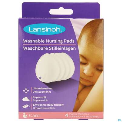 Sie sehen eine Packung Stilleinlagen Lansinoh Waschbar Tropfenform 4st, Produktbild: 01 Stilleinlagen Lansinoh Waschbar Tropfenform 4st, A-Nr.: 4253755 - 01