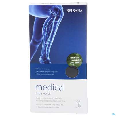 Sie sehen eine Packung Stuetzstruempfe Belsana/medical/aloe Vera Ad Knie Gr L2 39-41 Schwarz 2st, Produktbild: 01 Stuetzstruempfe Belsana/medical/aloe Vera Ad Knie Gr L2 39-41 Schwarz 2st, A-Nr.: 5226513 - 01