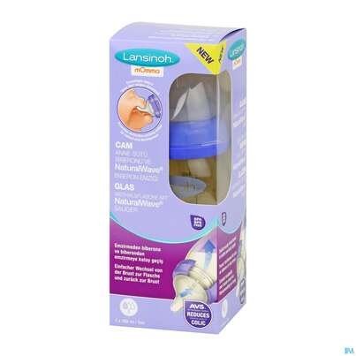 Sie sehen eine Packung Saugflaschen -lansinoh Weithals Natural Wave 160ml Glas Slow Flow Sauge 1st, Produktbild: 10 Saugflaschen -lansinoh Weithals Natural Wave 160ml Glas Slow Flow Sauge 1st, A-Nr.: 4737855 - 10