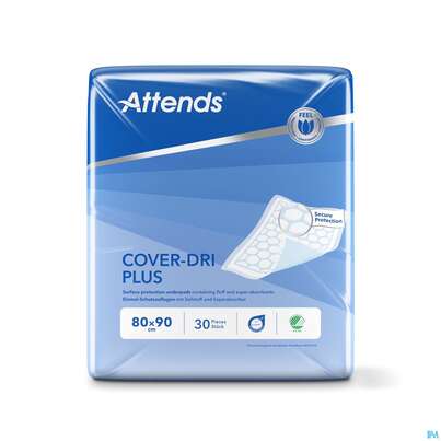 Sie sehen eine Packung Krankenunterlagen Attends Cover Dri Plus 80x 90cm 120st, Produktbild: 01 Krankenunterlagen Attends Cover Dri Plus 80x 90cm 120st, A-Nr.: 3428997 - 01