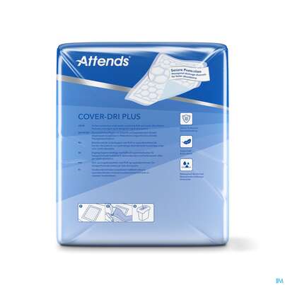 Sie sehen eine Packung Krankenunterlagen Attends Cover Dri Plus 80x 90cm 120st, Produktbild: 02 Krankenunterlagen Attends Cover Dri Plus 80x 90cm 120st, A-Nr.: 3428997 - 02