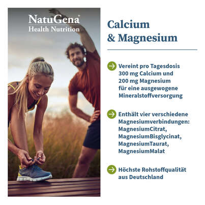 Sie sehen eine Packung NatuGena Calcium & Magnesium 300 Kapseln, Produktbild: 02 NatuGena Calcium & Magnesium 300 Kapseln, A-Nr.: 5926883 - 02