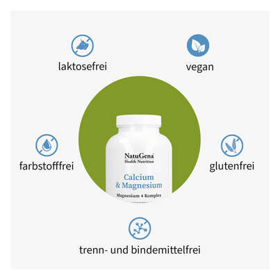 Sie sehen eine Packung NatuGena Calcium & Magnesium 300 Kapseln, Produktbild: 03 NatuGena Calcium & Magnesium 300 Kapseln, A-Nr.: 5926883 - 03