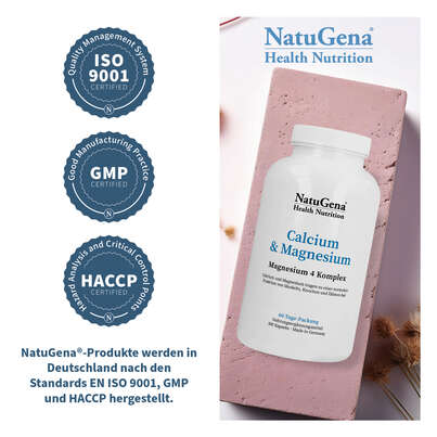 Sie sehen eine Packung NatuGena Calcium & Magnesium 300 Kapseln, Produktbild: 06 NatuGena Calcium & Magnesium 300 Kapseln, A-Nr.: 5926883 - 06
