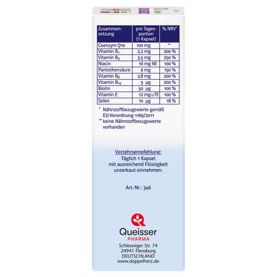 Sie sehen eine Packung Doppelherz system COENZYM Q10 100 + VITAMINE, Produktbild: 02 Doppelherz system COENZYM Q10 100 + VITAMINE, A-Nr.: 5677635 - 02