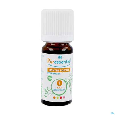 Sie sehen eine Packung Aetherische Oele Puressentiel/bio Pfefferminze 10ml, Produktbild: 04 Aetherische Oele Puressentiel/bio Pfefferminze 10ml, A-Nr.: 4934099 - 04