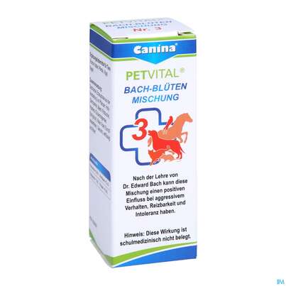 Sie sehen eine Packung Veterinaerprodukte Petvital Bachbluetenmischung Nr 3 Aggression 10g, Produktbild: 03 Veterinaerprodukte Petvital Bachbluetenmischung Nr 3 Aggression 10g, A-Nr.: 3202951 - 03